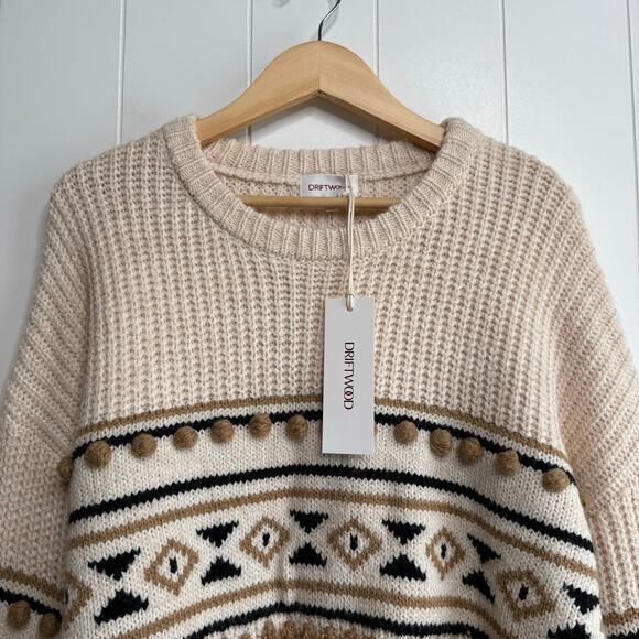 Driftwood sweater chunky knit fringe cozy boho western slouchy hippie Large - Picture 4 of 9